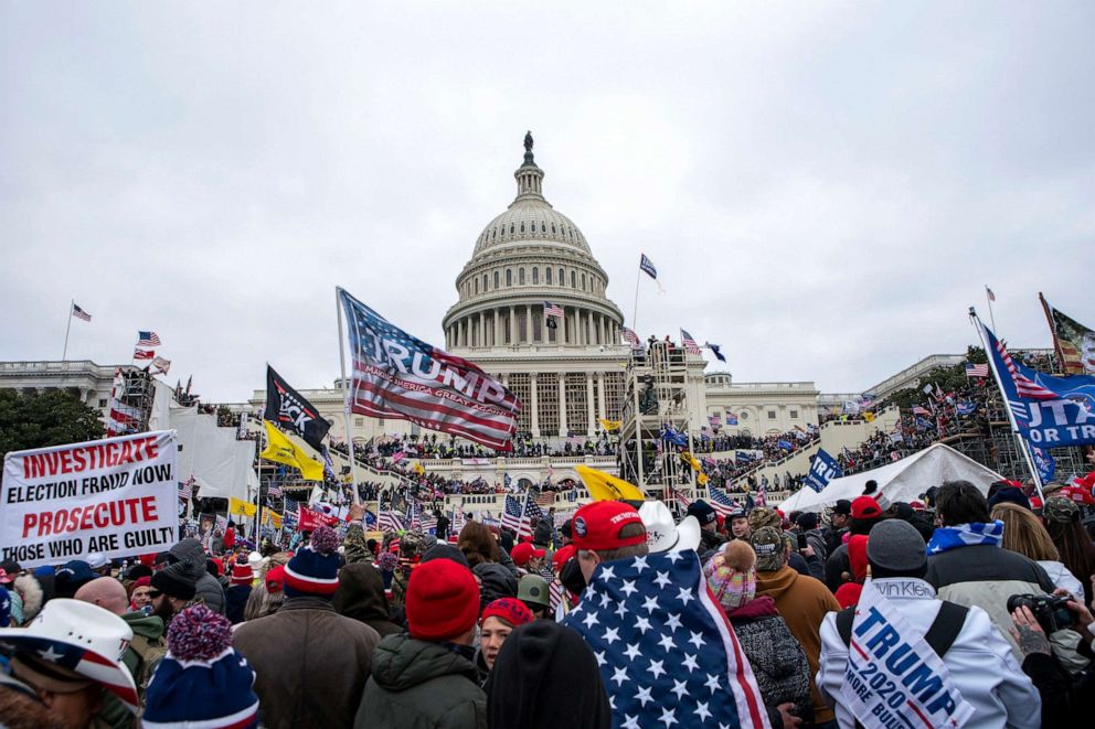 PHOTO: Insurrections loyal to President Donald Trump rally at the Capitol, Jan. 6, 2021.