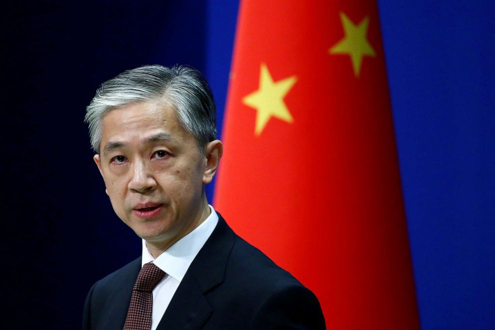 PHOTO: Chinese Foreign Ministry spokesman Wang Wenbin speaks during a news conference in Beijing, China July 27, 2020. REUTERS/Tingshu Wang