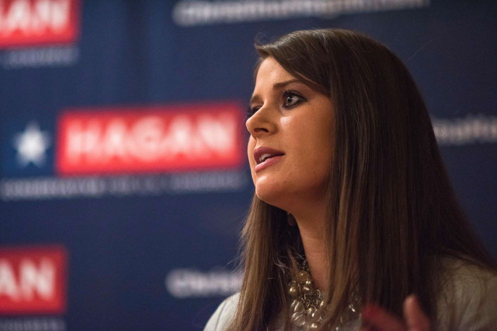 PHOTO: Christina Hagan, a Republican member of the Ohio House of Representatives for the 50th district, talks to local supporters during a fundraising event in Medina, Ohio, Feb. 22, 2018.