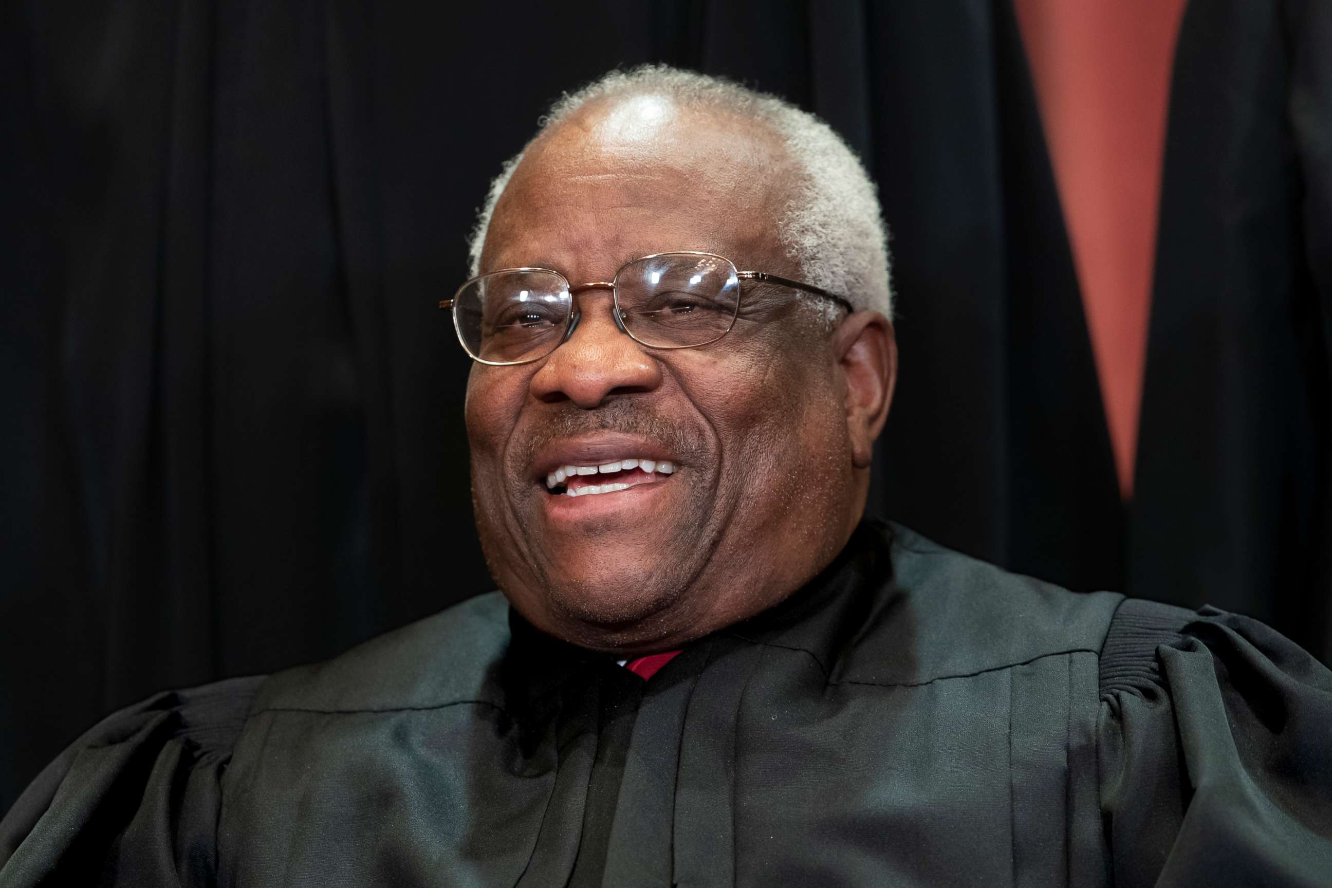 PHOTO: In this Nov. 30, 2018 photo, Supreme Court Associate Justice Clarence Thomas sits for a group portrait at the Supreme Court Building in Washington. 