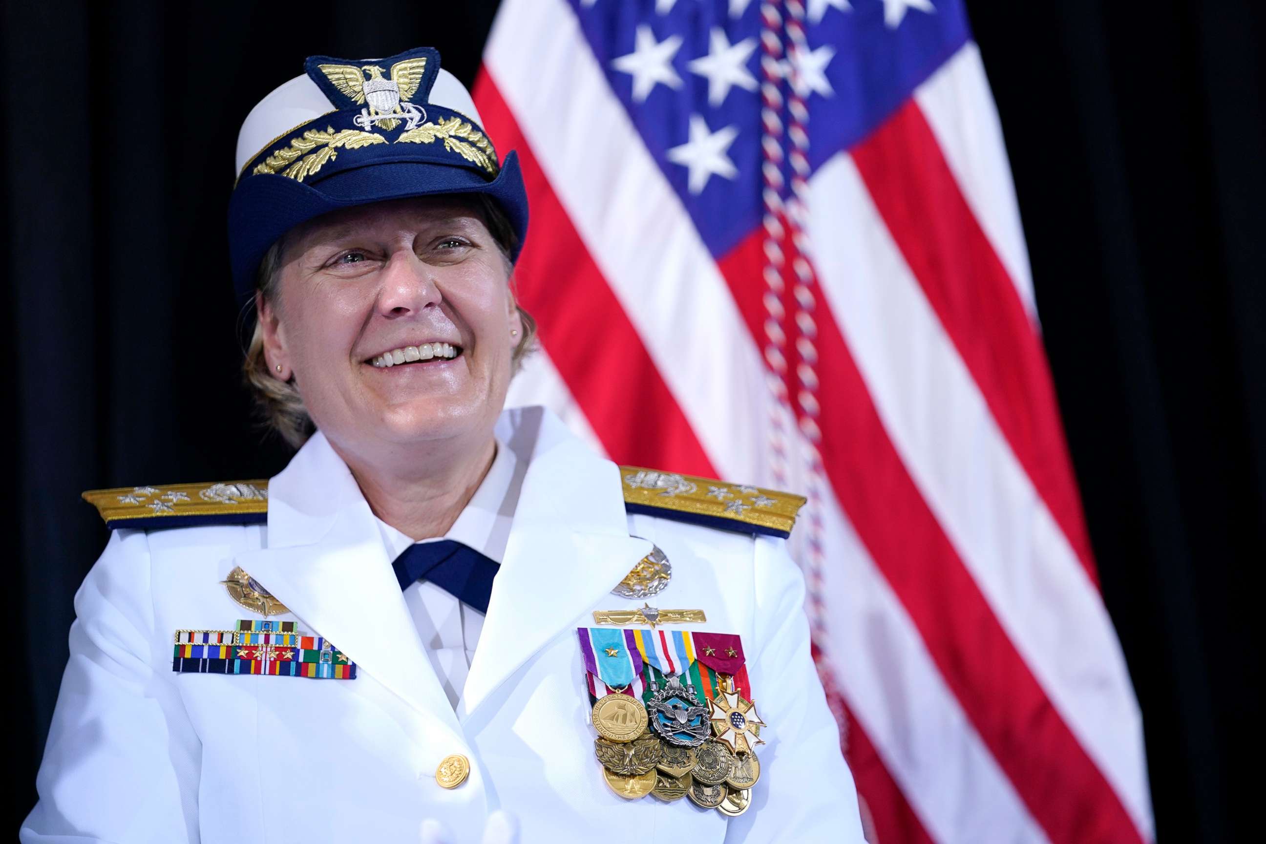 PHOTO: Adm. Linda Fagan attends a change of command ceremony at U.S. Coast Guard headquarters, June 1, 2022, in Washington, D.C.