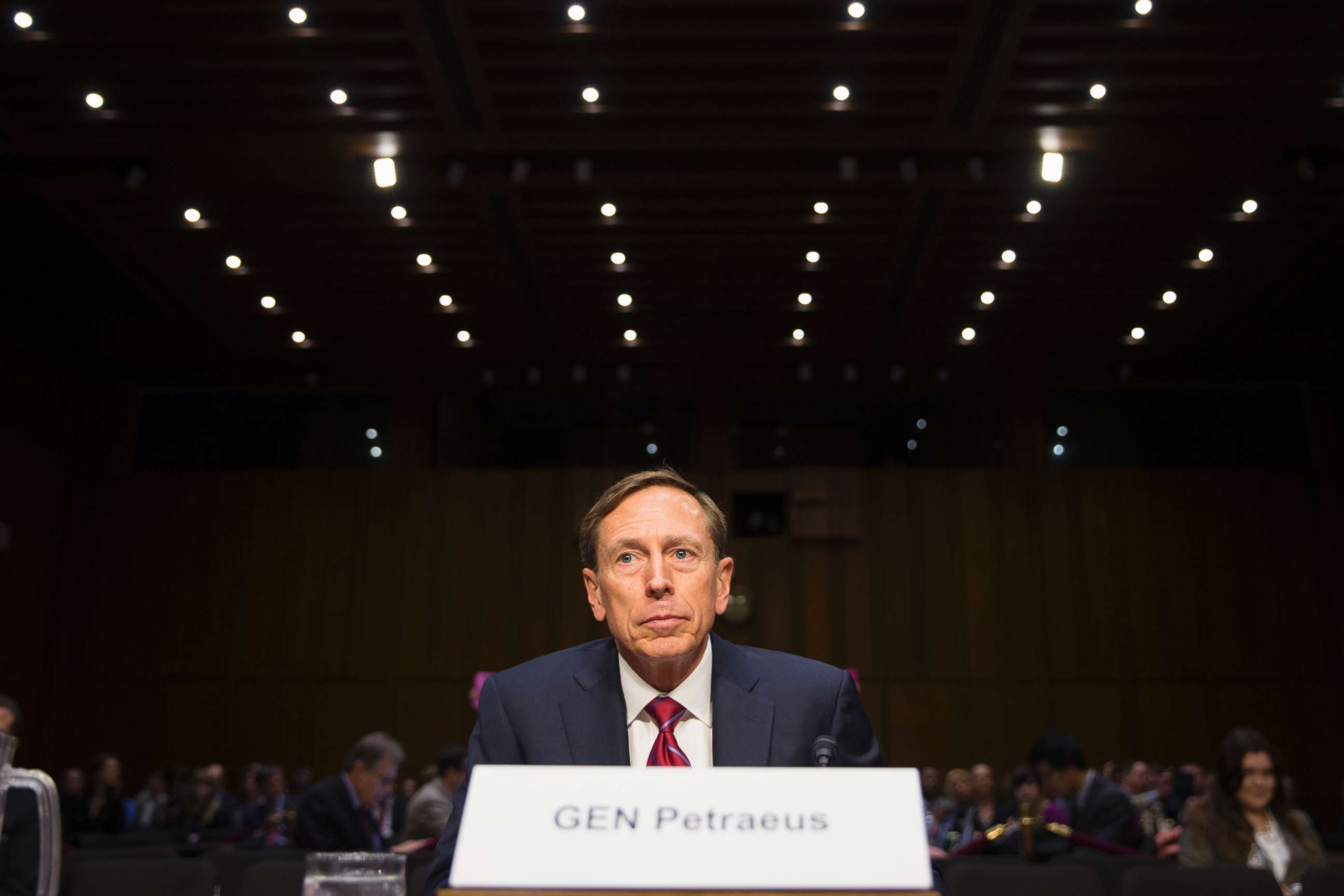 PHOTO: Former CIA Director David Petraeus prepares to testify on Capitol Hill in Washington, Sept. 22, 2015. 