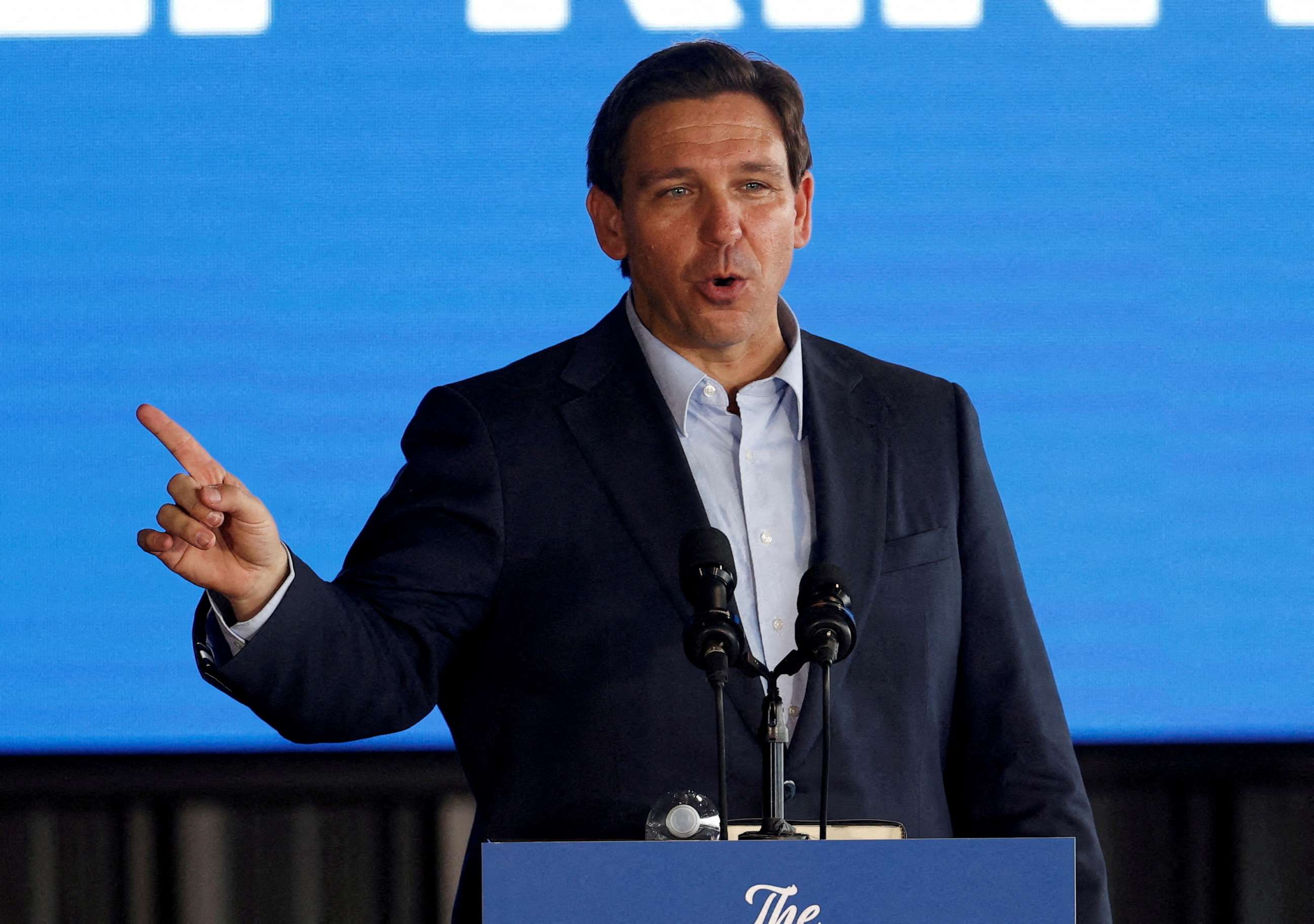 PHOTO: Florida Governor and likely 2024 Republican presidential candidate Ron DeSantis speaks as part of his Florida Blueprint tour in Pinellas Park, Florida, U.S. March 8, 2023. REUTERS/Scott Audette/File Photo