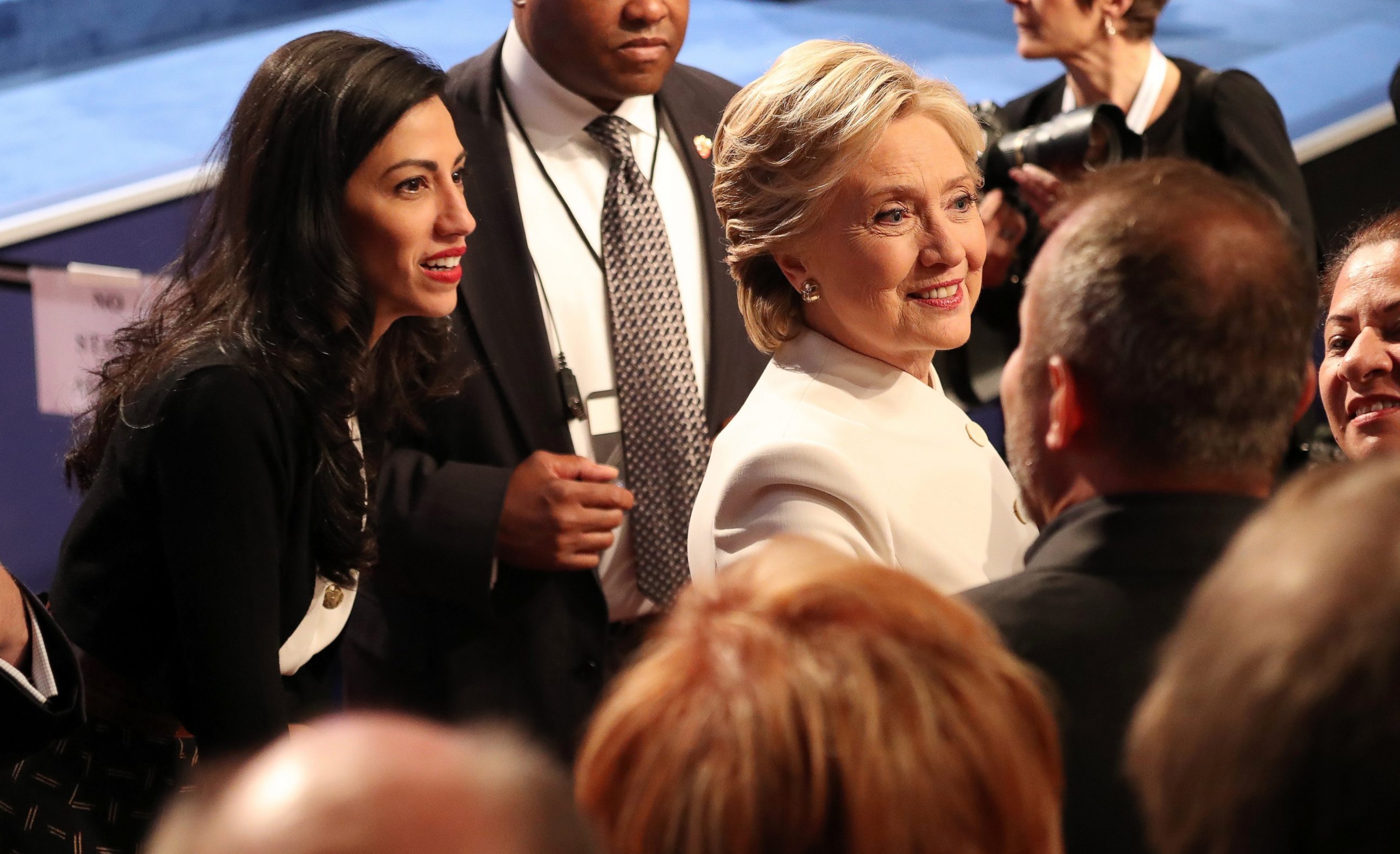 PHOTO: Democratic presidential candidate Hillary Clinton and Huma Abedin at the end of the final presidential debate at the University of Nevada-Las Vegas in Las Vegas, Oct. 19, 2016. 