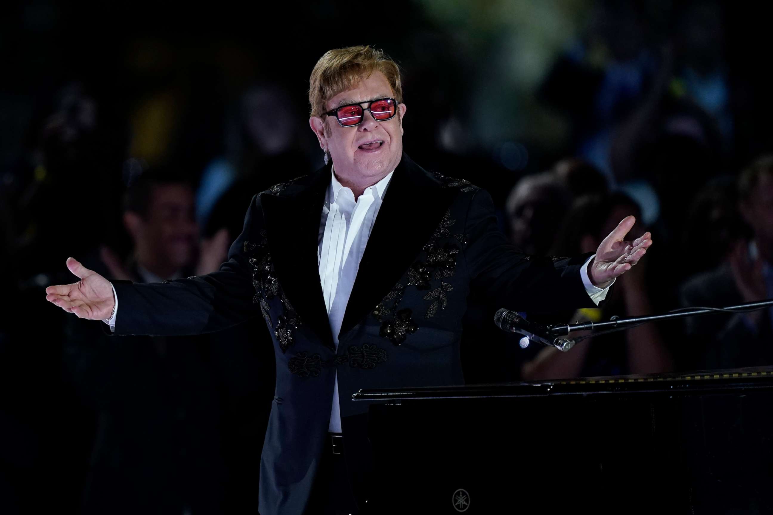 PHOTO: Elton John performs on the South Lawn of the White House in Washington, Friday, Sept. 23, 2022. John is calling the show "A Night When Hope and History Rhyme," a reference to a poem by Irishman Seamus Heaney that President Joe Biden often quotes. 