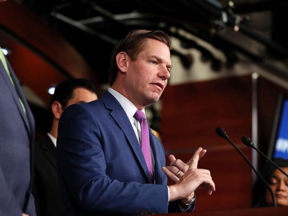 PHOTO: Rep. Eric Swalwell, D-Calif. speaks during a news conference on Capitol Hill in Washington, May 17, 2017.
