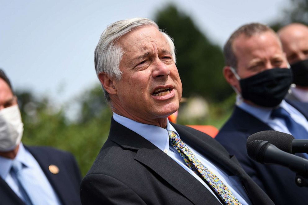 PHOTO: Rep. Fred Upton of Michigan, speaks during a news conference at the House Triangle, Sept. 15, 2020.