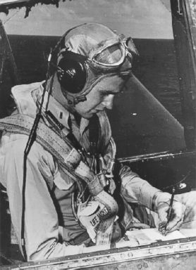 PHOTO: U.S. Navy pilot George Bush sits in the cockpit of an Avenger fighter aircraft, circa 1943-45.