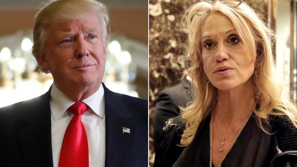 (L-R) President-elect Donald Trump on Capitol Hill, Nov. 10, 2016 and Kellyanne Conway in New York City, Nov. 12, 2016.