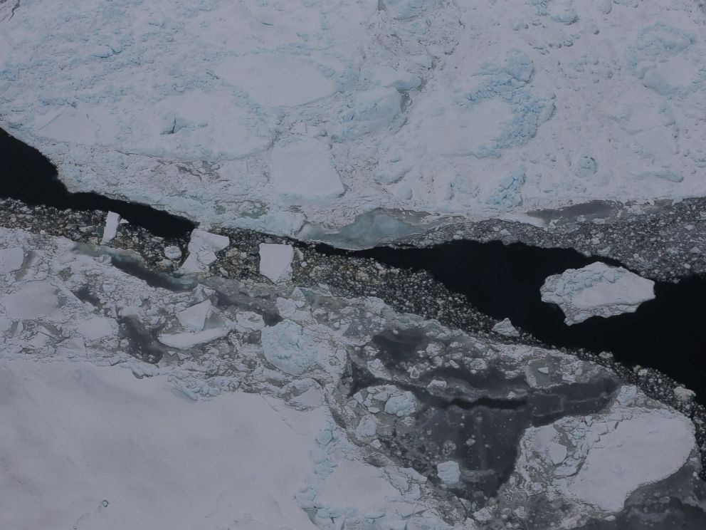 PHOTO: Ice floats near the coast of West Antarctica seen from a window of a NASA Operation IceBridge airplane, Oct. 27, 2016, in-flight over Antarctica.