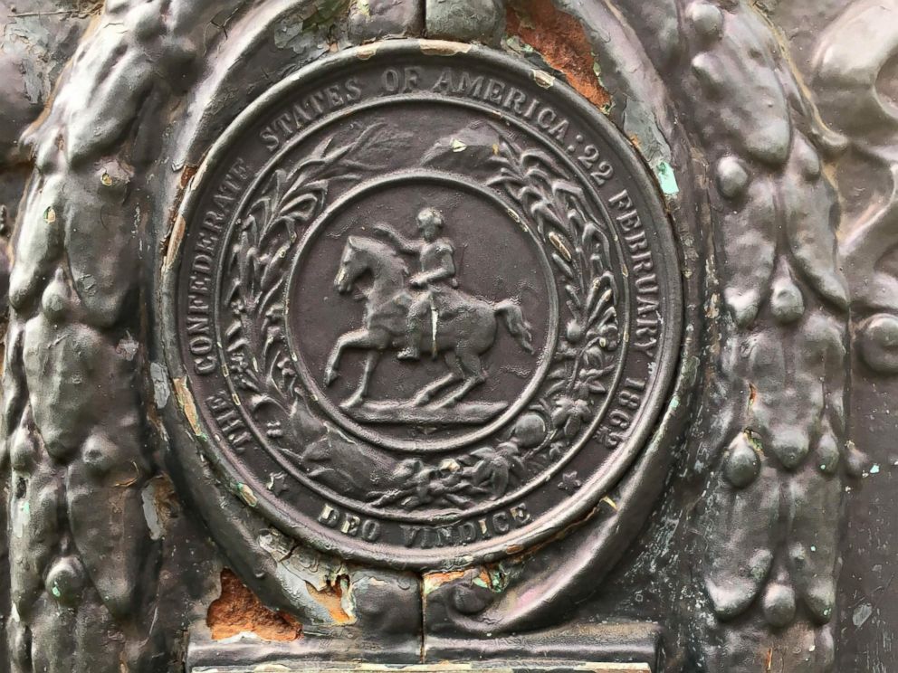 PHOTO: A commemorative plaque on a lamp post marks the citys time under the Confederate States of America during the Civil War. April 20, 2017, in New Orleans.