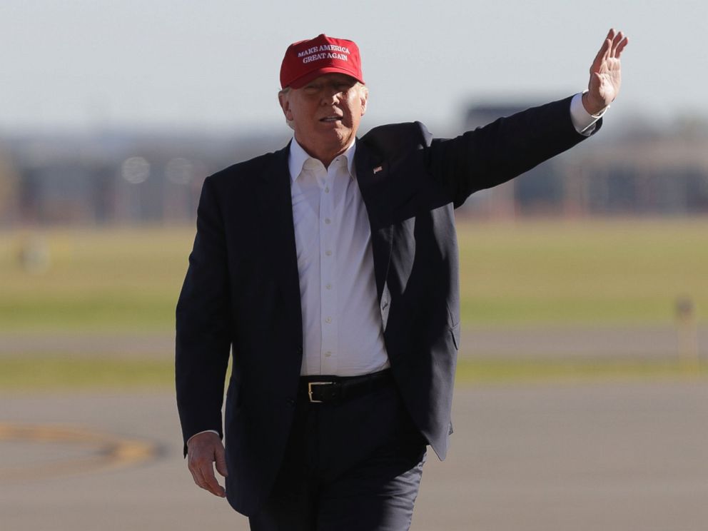 PHOTO: Republican presidential nominee Donald Trump holds a campaign rally in the Sun Country Airlines Hangar at Minneapolis-Saint Paul International Airport, Nov. 6, 2016 in Minneapolis, Minnesota.