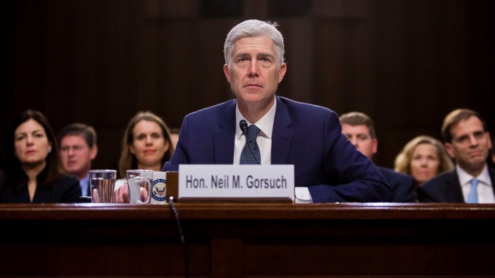 Neil Gorsuch testifys at his confirmation hearing before the Senate Judiciary Committee on Capitol Hill, in Washington, March 22, 2017.
