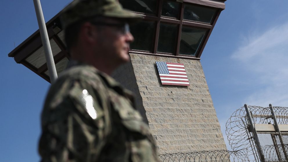 PHOTO: A U.S. Naval officer stands at the entrance of the U.S. prison at Guantanamo Bay, also known as "Gitmo," on Oct. 22, 2016, at the U.S. Naval Station at Guantanamo Bay, Cuba.
