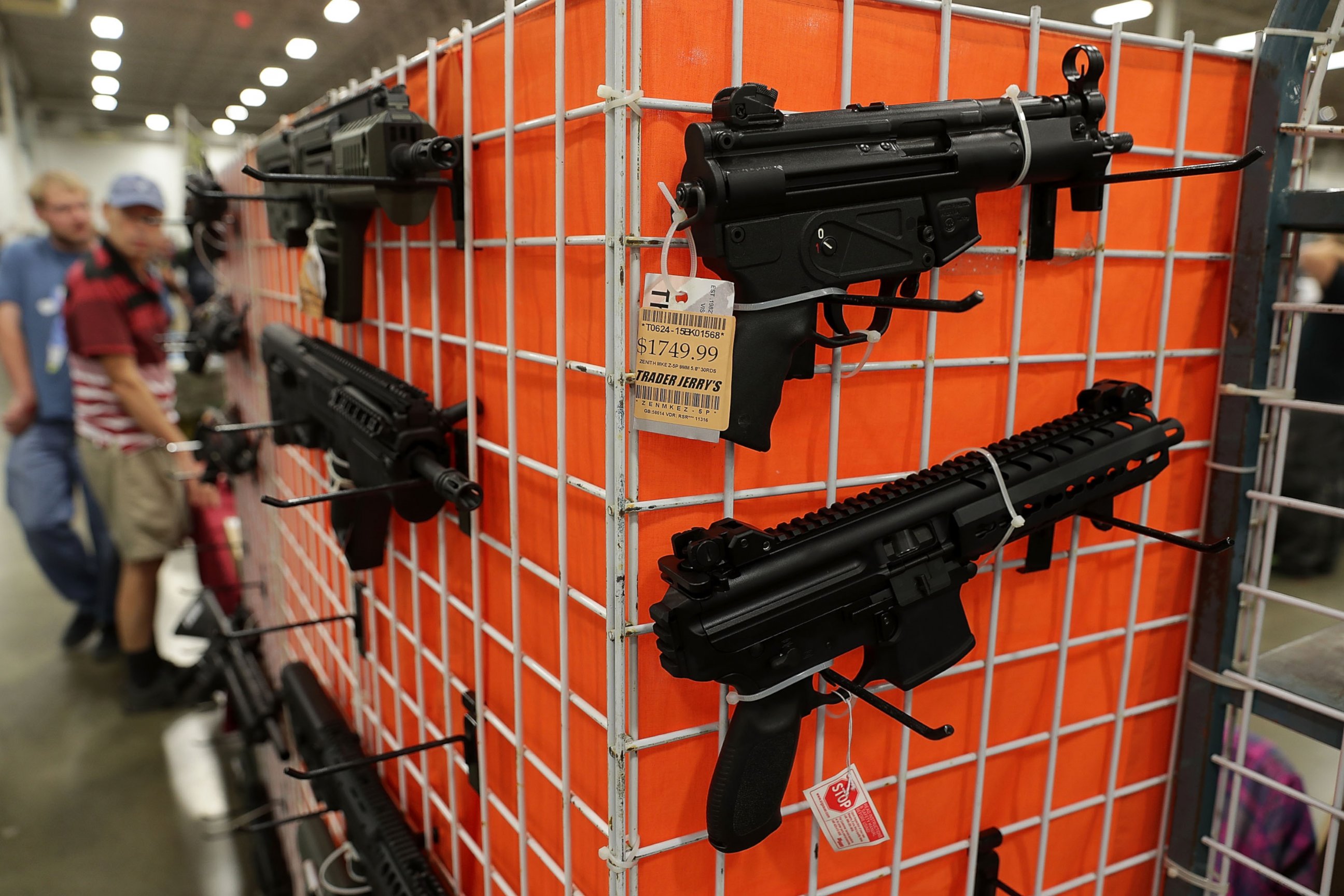 PHOTO: Guns are on display during the Nation's Gun Show, on Nov. 18, 2016, at Dulles Expo Center in Chantilly, Virginia. 