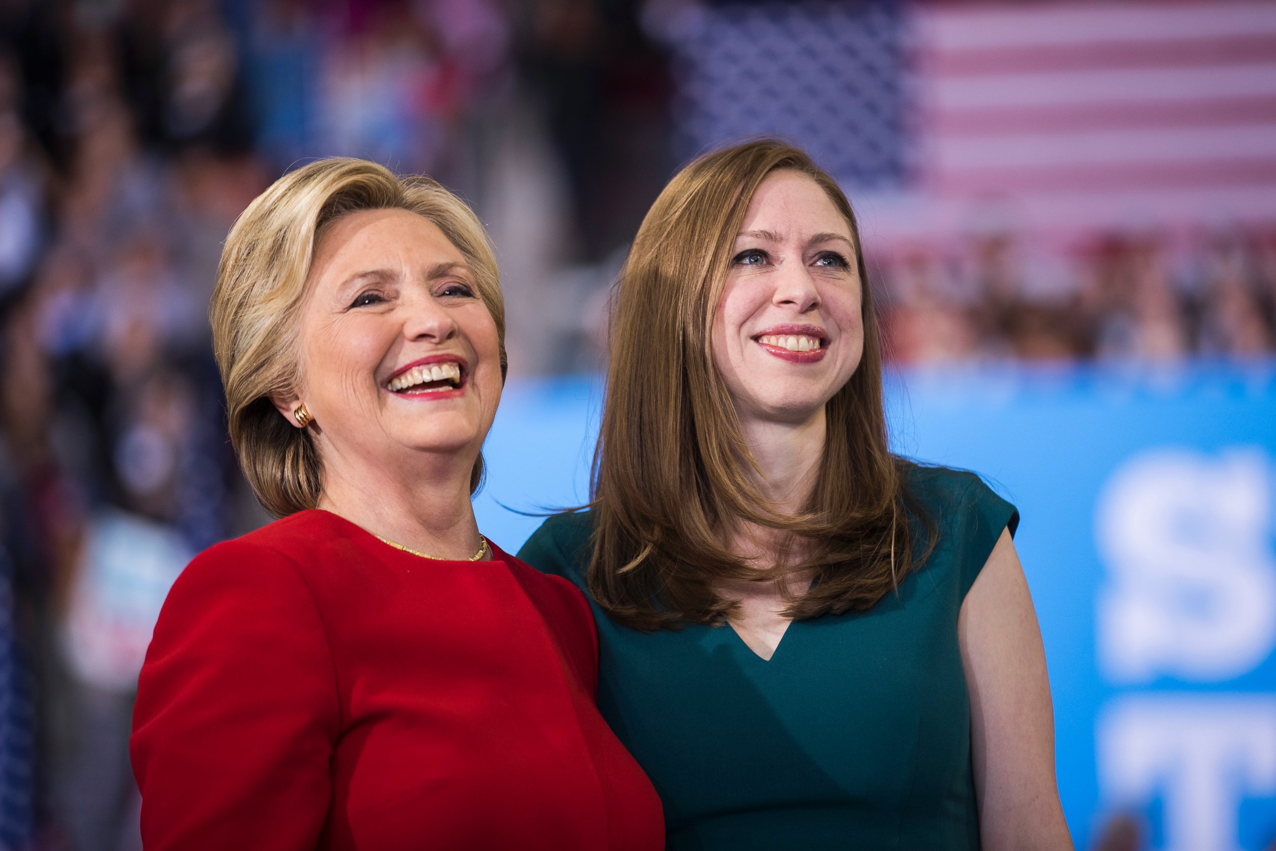 PHOTO: Democratic presidential nominee Hillary Clinton with her daughter Chelsea Clinton at a rally, Nov. 8, 2016, in Raleigh, N.C.