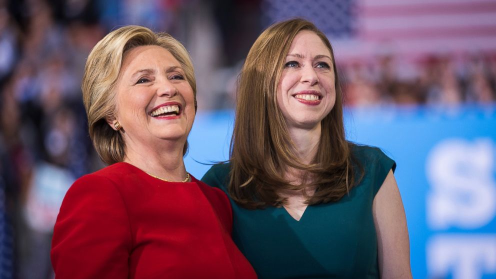 PHOTO: Democratic presidential nominee Hillary Clinton with her daughter Chelsea Clinton at a rally, Nov. 8, 2016, in Raleigh, N.C.