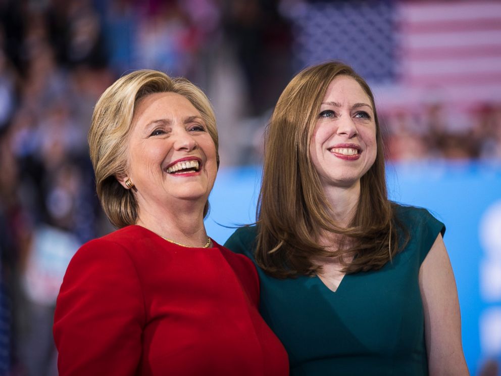 PHOTO: Democratic presidential nominee Hillary Clinton with her daughter Chelsea Clinton at a rally, Nov. 8, 2016, in Raleigh, N.C.