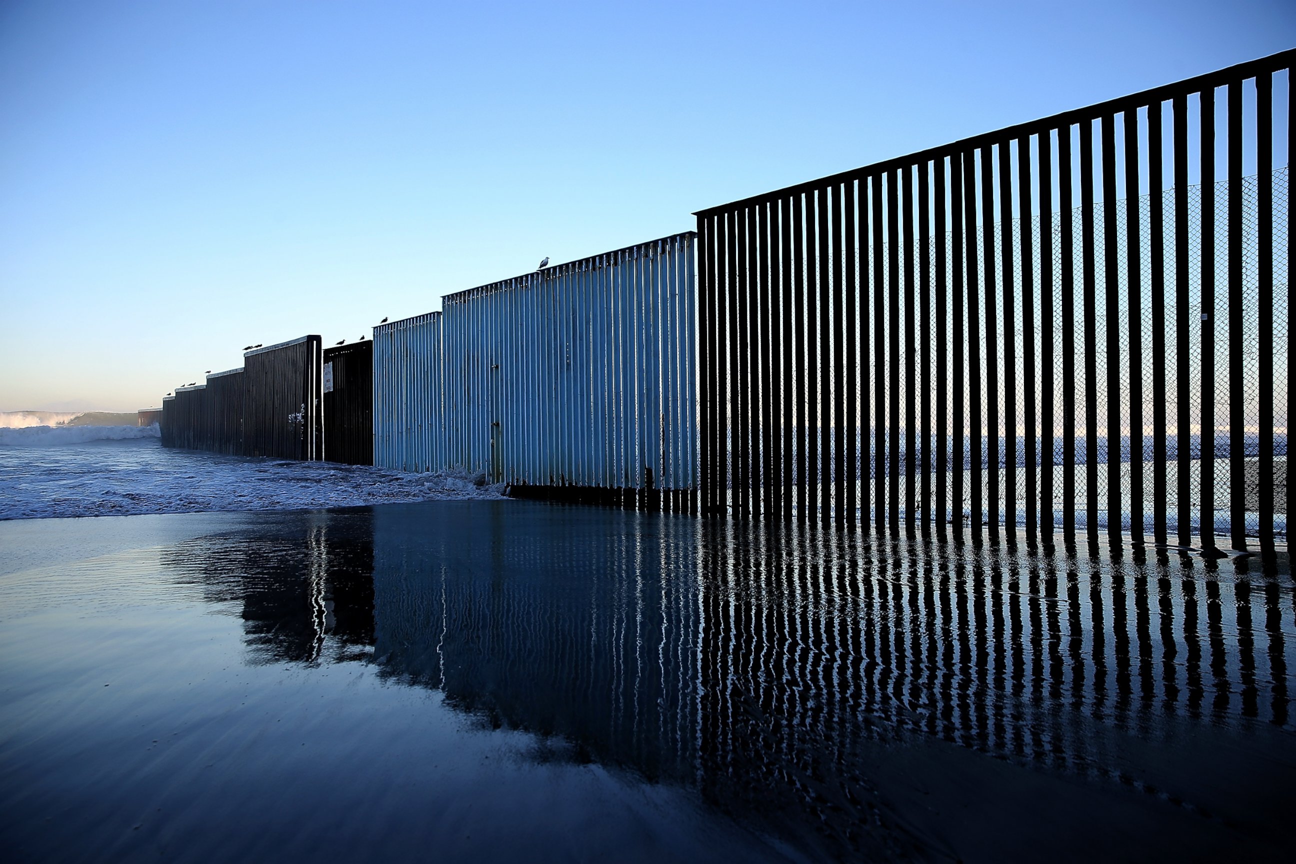 PHOTO: A view of the US-Mexican border fence at Playas de Tijuana, on Jan. 27, 2017, in Tijuana, Mexico. 