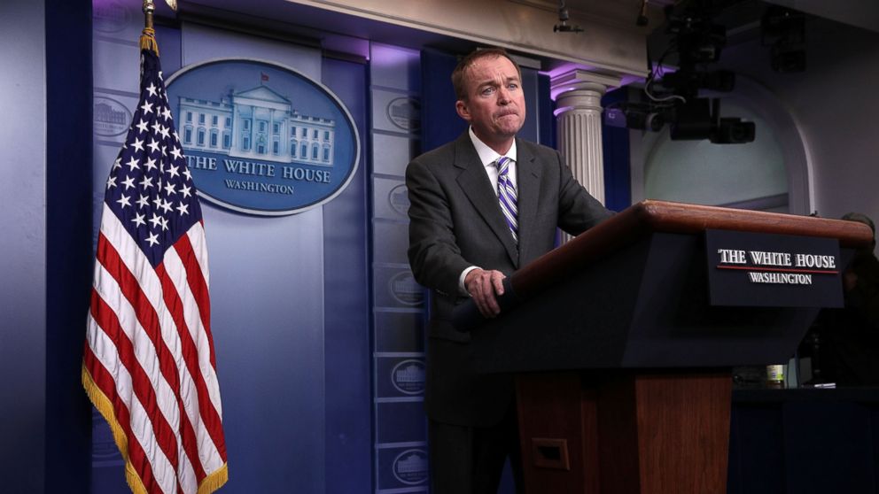 White House Budget Director Mick Mulvaney speaks during a White House daily briefing at the James Brady Press Briefing Room, Feb. 27, 2017, at the White House, in Washington.