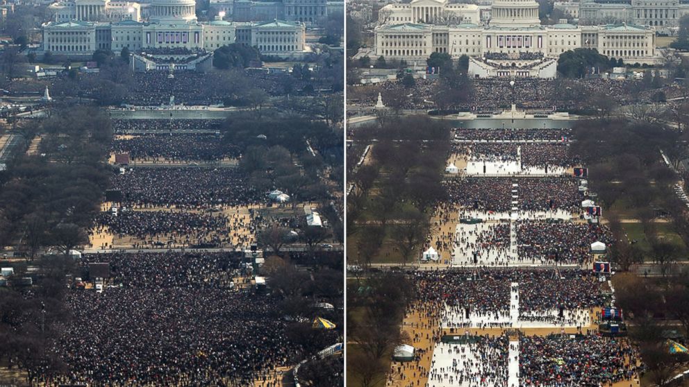 PHOTO: Jan. 20, 2009 Inauguration, 11AM | Jan. 20, 2017 Inauguration, 12PM