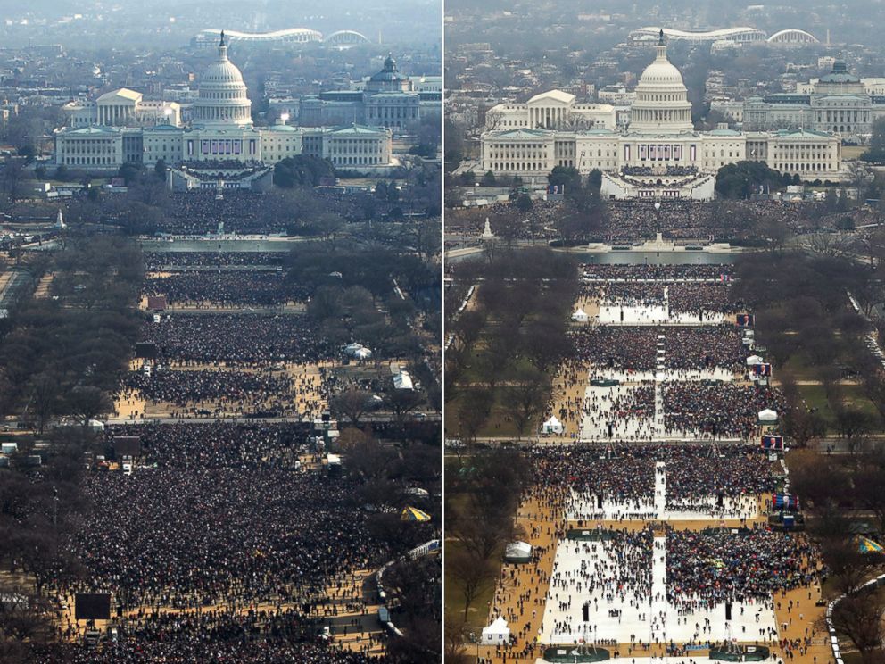 PHOTO: Jan. 20, 2009 Inauguration, 11AM | Jan. 20, 2017 Inauguration, 12PM