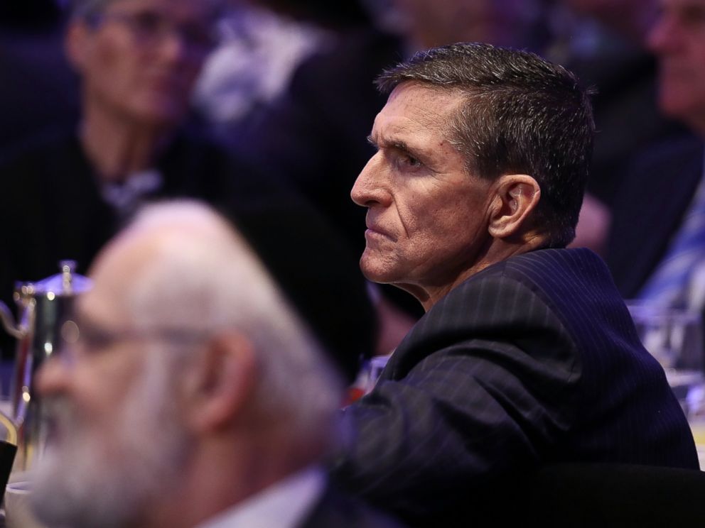 PHOTO: National Security Adviser Michael Flynn listens to remarks at the National Prayer Breakfast where President Donald Trump spoke Feb. 2, 2017 in Washington, DC.