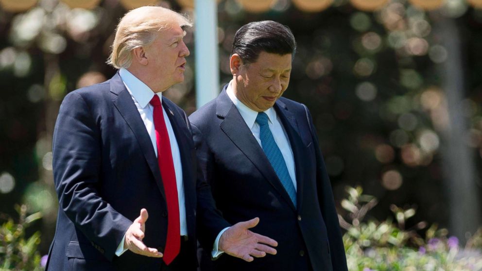 President Donald Trump, left, and Chinese President Xi Jinping at the Mar-a-Lago estate in West Palm Beach, Fla. on April 7, 2017.