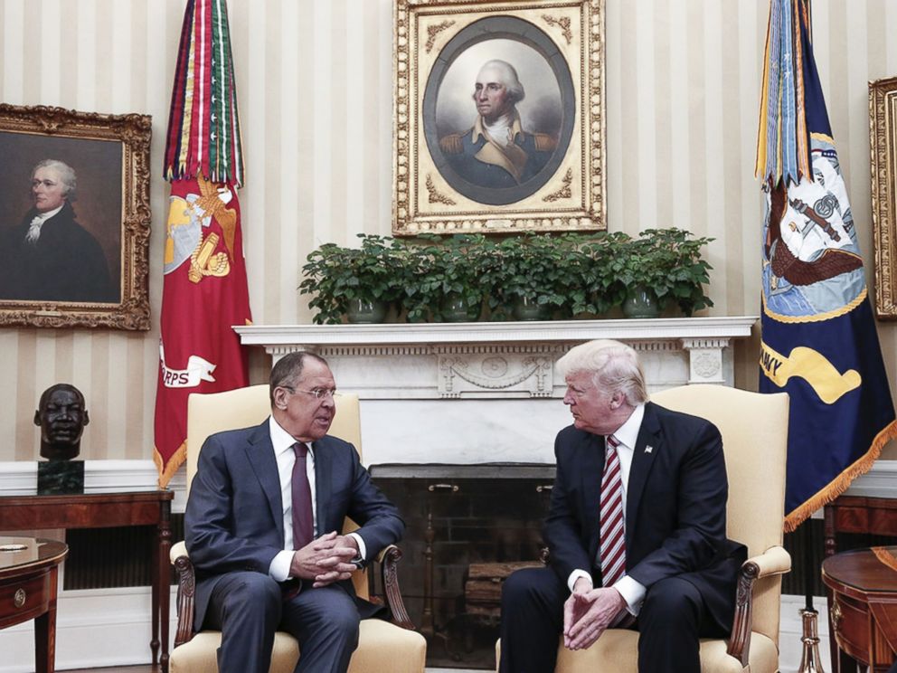 PHOTO: This handout photo taken on May 10, 2017 and made available by the Russian Foreign Ministry shows President Donald J. Trump meeting with Russian Foreign Minister Sergei Lavrov in the Oval office at the White House in Washington, DC.