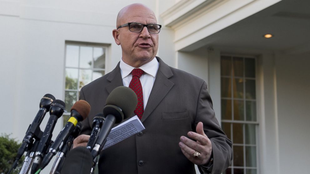 US National Security Advisor H. R. McMaster speaking to the press outside of the West Wing of the White House, May 15, 2017. 