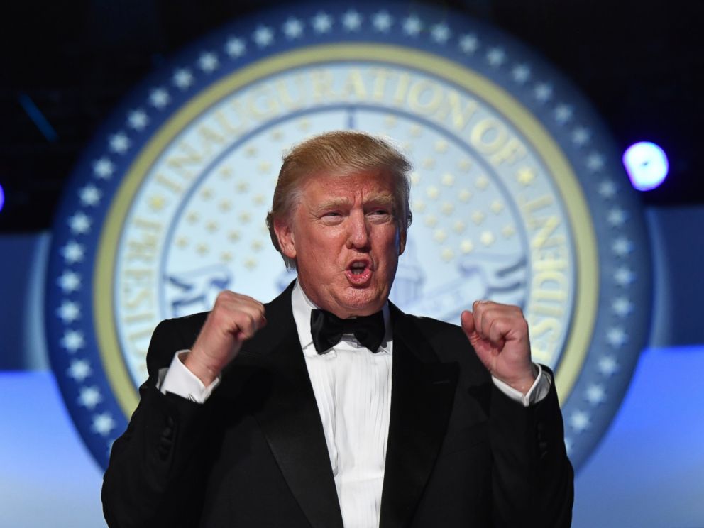 PHOTO: President Donald Trump at the Freedom Ball on January 20, 2017 in Washington, D.C. Trump will attend a series of balls to cap his Inauguration day. 