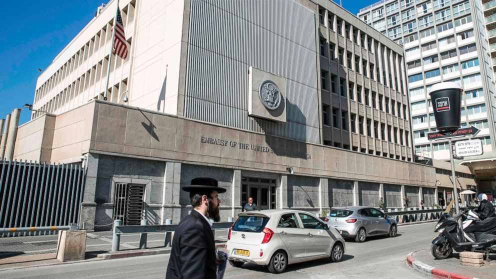 The exterior of the U.S. Embassy in the Israeli coastal city of Tel Aviv, Jan. 20, 2017.