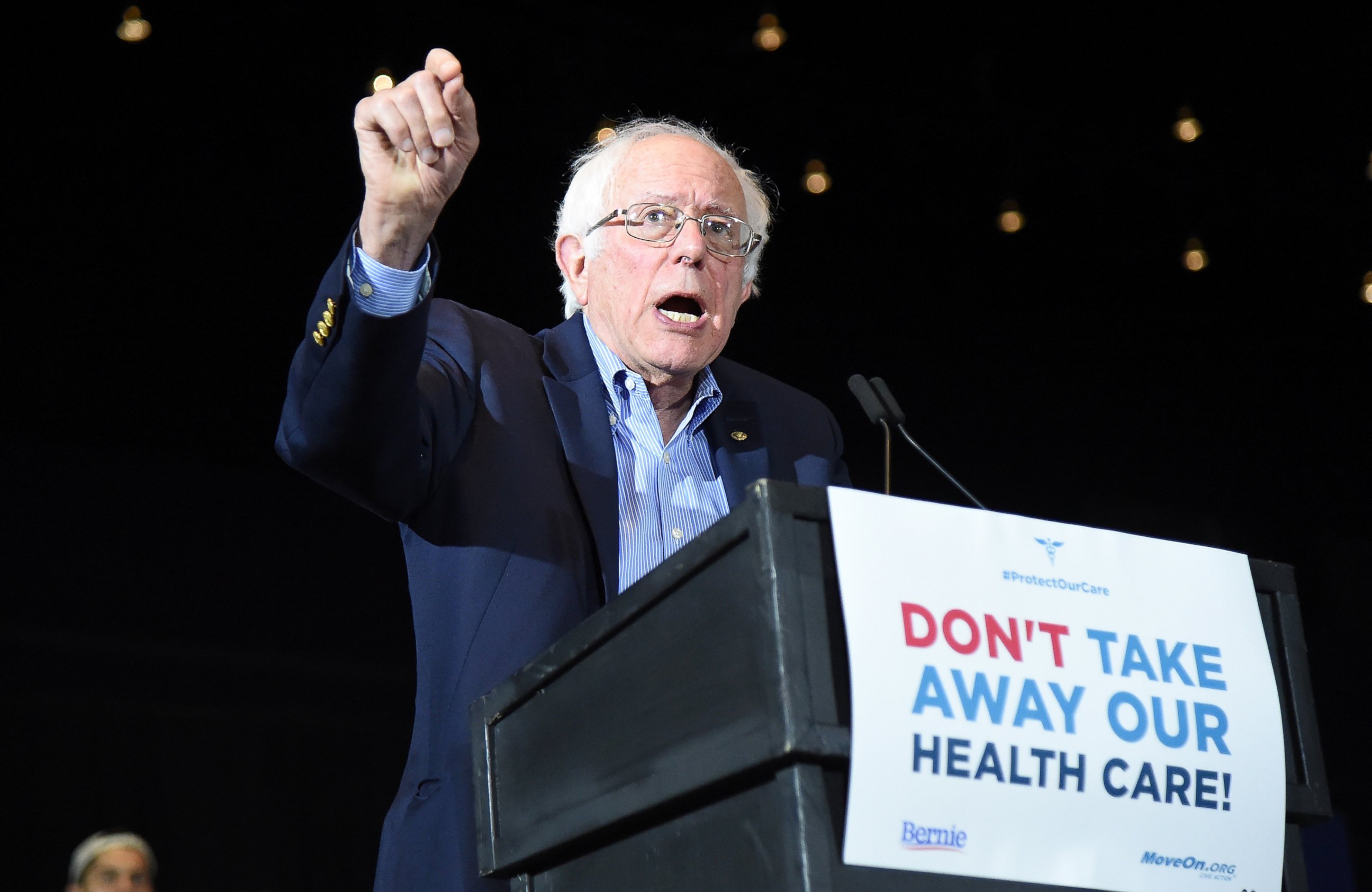 PHOTO: Sen. Bernie Sanders and Pennsylvanians rally to demand that Sen. Pat Toomey vote against Trumpcare during an Emergency Rally with MoveOn.org To Stop Trumpcare held at the Pittsburgh Convention Center, June 24, 2017 in Pittsburgh.  