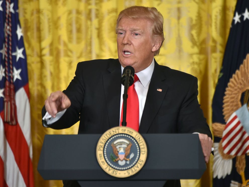 PHOTO: President Donald Trump speaks during a press conference, Feb.16, 2017, at the White House in Washington.