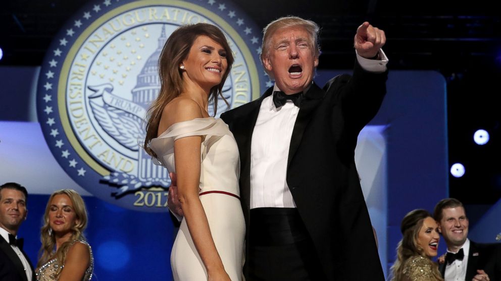 PHOTO: President Donald Trump dances with first lady Melania Trump during the inaugural Freedom Ball at the Washington Convention Center, Jan. 20, 2017, in Washington. 