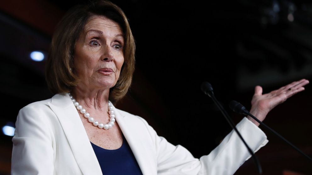 House Minority Leader Nancy Pelosi speaks to reporters during a news conference on Capitol Hill in Washington, April 27, 2017.