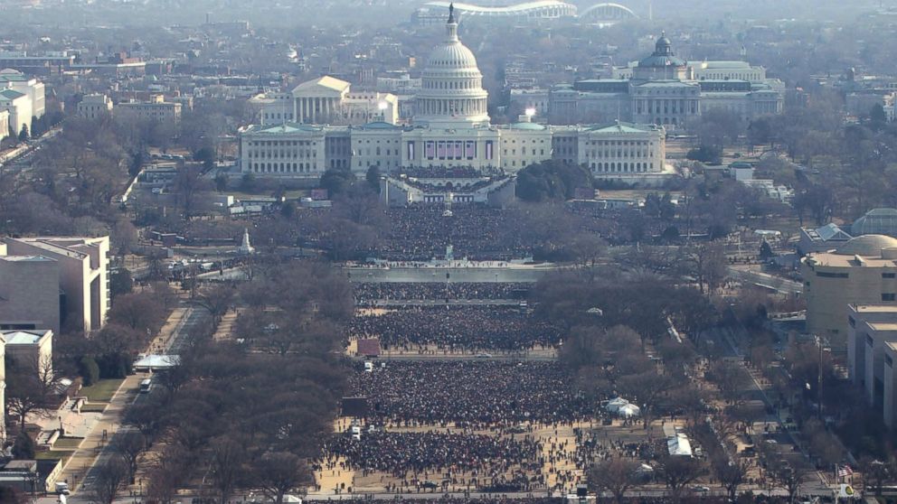 PHOTO: Thousands gather at the Washington Monument for the inauguration of President Barack Obama as 44th U.S. President in Washington D.C. Jan. 20, 2009. Picture taken at approximately 11AM.
