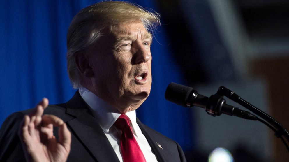 President Donald Trump speaks to the staff at the Department of Homeland Security in Washington, Jan. 25, 2017.