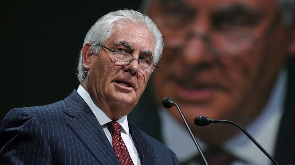 This file photo taken on June 2, 2015, shows Exxon Mobil Chairman and CEO Rex Tillerson addressing the World Gas Conference in Paris.