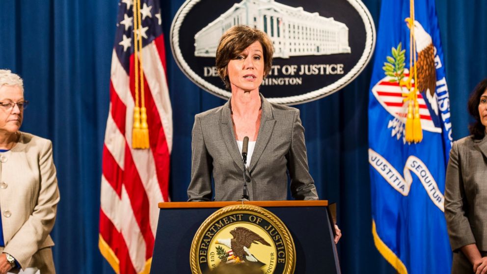 Sally Yates speaks during a press conference at the Department of Justice, June 28, 2016, in Washington. 