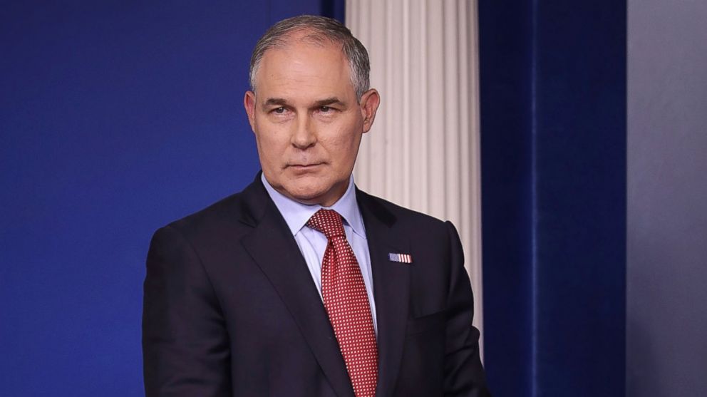 Environmental Protection Agency Administrator Scott Pruitt arrives for a news briefing at the White House, June 2, 2017 in Washington, D.C.