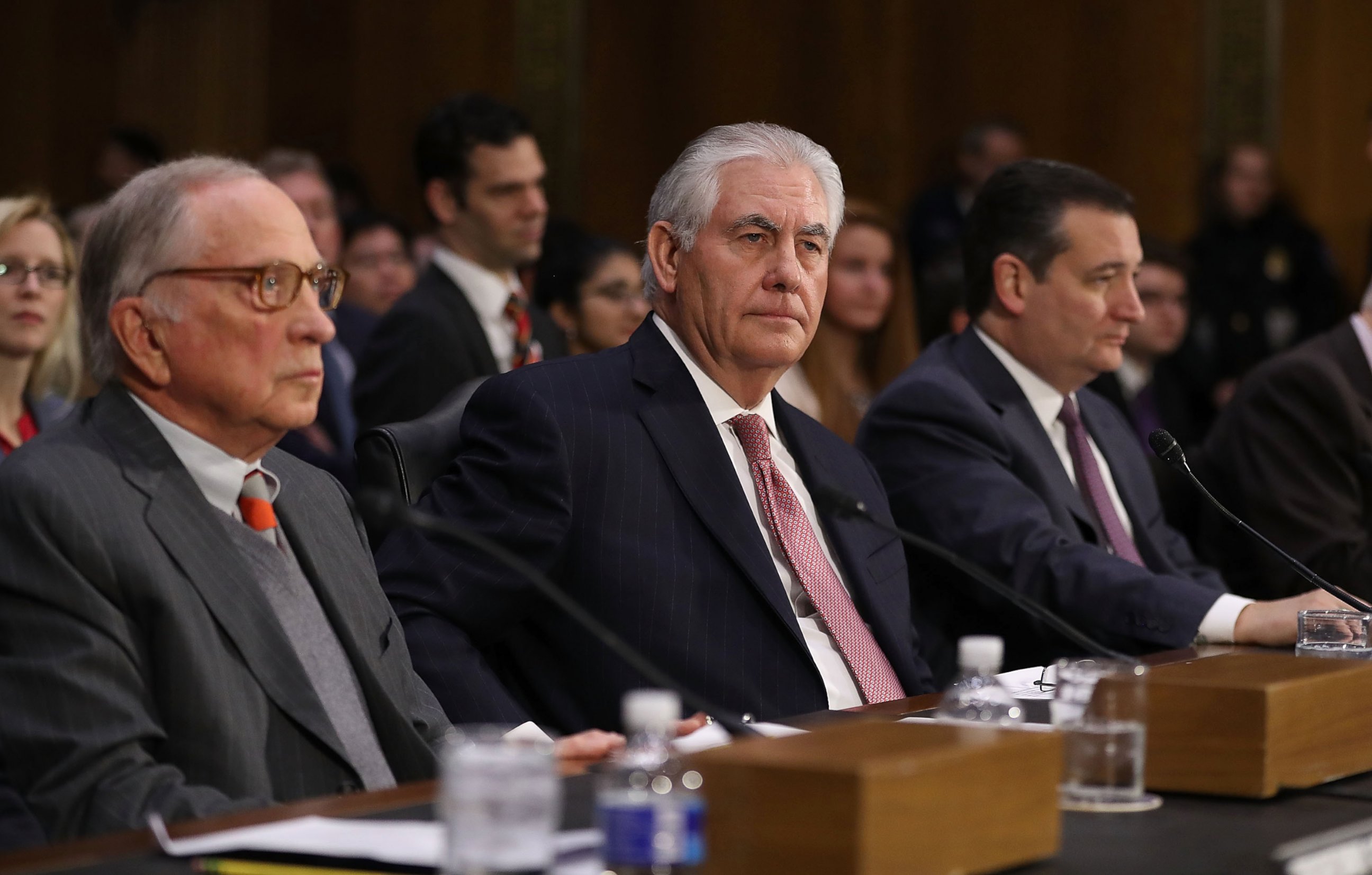 PHOTO: Rex Tillerson is seen here at his confirmation hearing for Secretary of State in the Dirksen Senate Office Building, Jan. 11, 2017, in Washington.