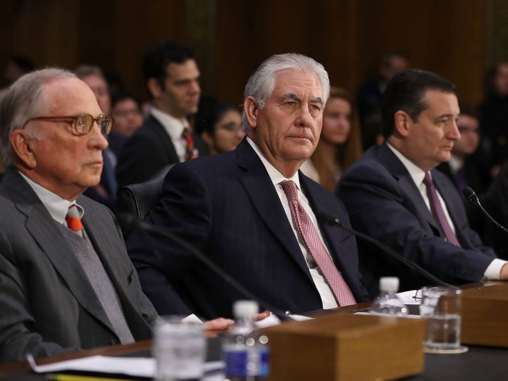 PHOTO: Rex Tillerson is seen here at his confirmation hearing for Secretary of State in the Dirksen Senate Office Building, Jan. 11, 2017, in Washington.