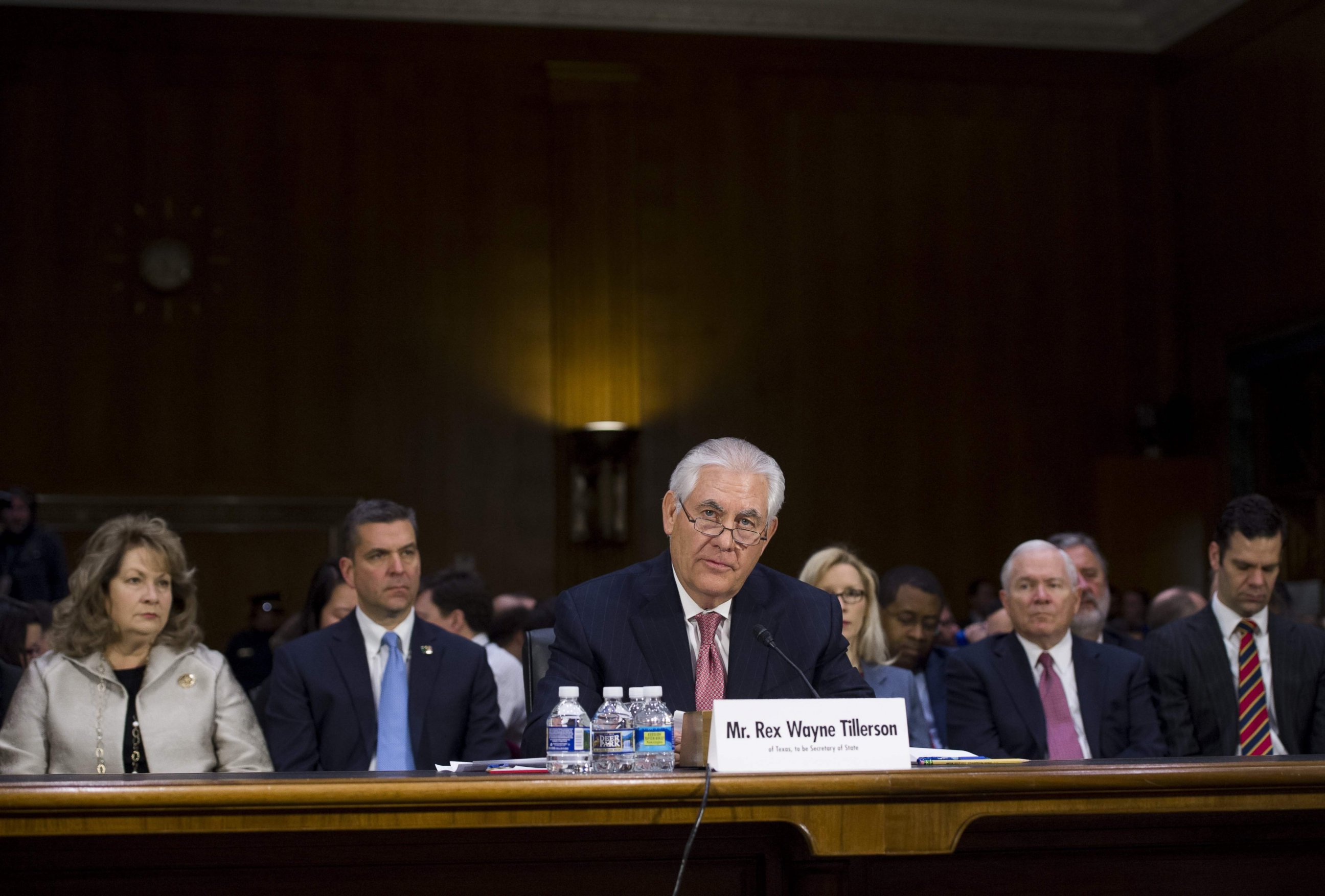 PHOTO: Former ExxonMobil executive Rex Tillerson testifies during his confirmation hearing for Secretary of State before the Senate Foreign Relations Committee on Capitol Hill in Washington, Jan. 11, 2017.