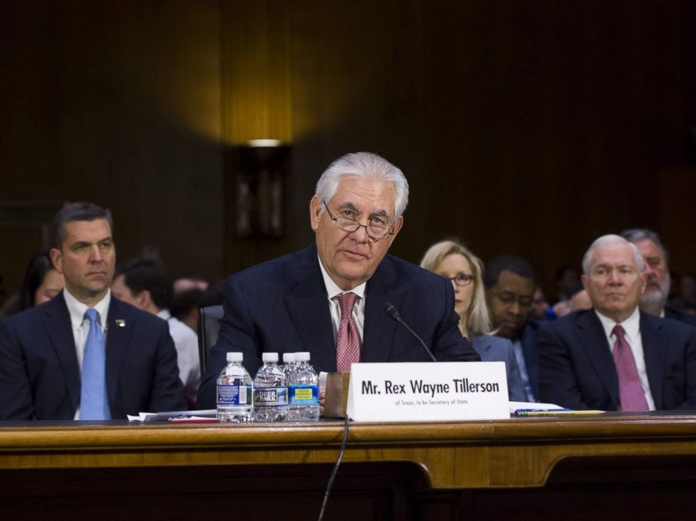 PHOTO: Former ExxonMobil executive Rex Tillerson testifies during his confirmation hearing for Secretary of State before the Senate Foreign Relations Committee on Capitol Hill in Washington, Jan. 11, 2017.