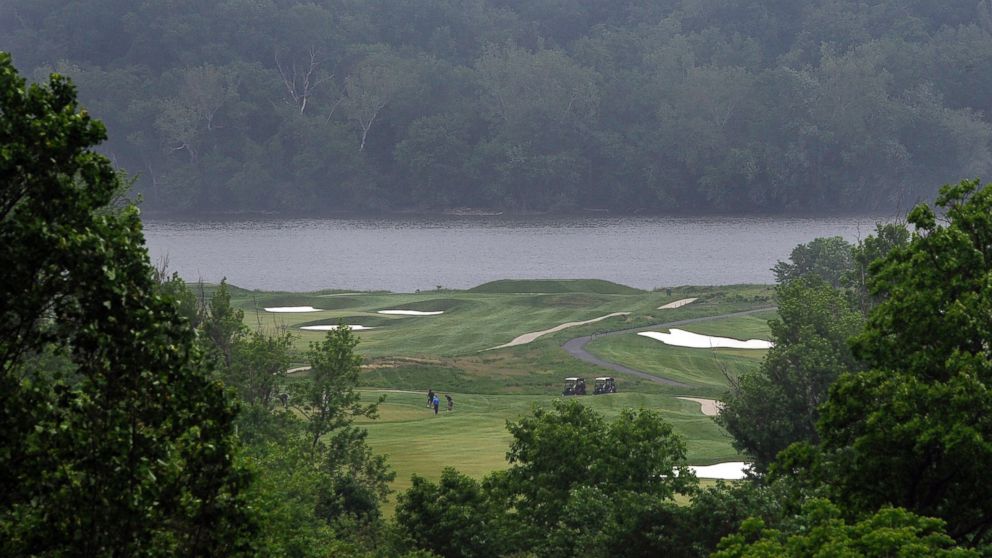 PHOTO: A view of the Trump National Golf Club golf course is seen from the upper deck of the clubhouse, May 13, 2010.