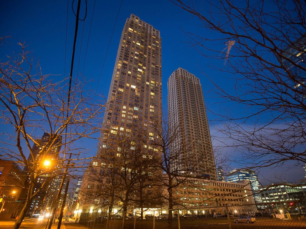 PHOTO: The Trump Bay Tower stands under construction, right, next to the Trump Plaza Residence building in Jersey City, New Jersey, March 5, 2016.