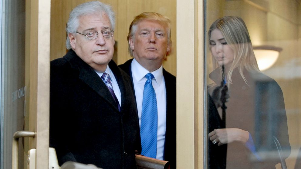 Billionaire real estate developer Donald J. Trump, center, his daughter Ivanka Trump, right, and attorney David Friedman exit U.S. Bankruptcy Court in Camden, New Jersey, Feb. 25, 2010. 