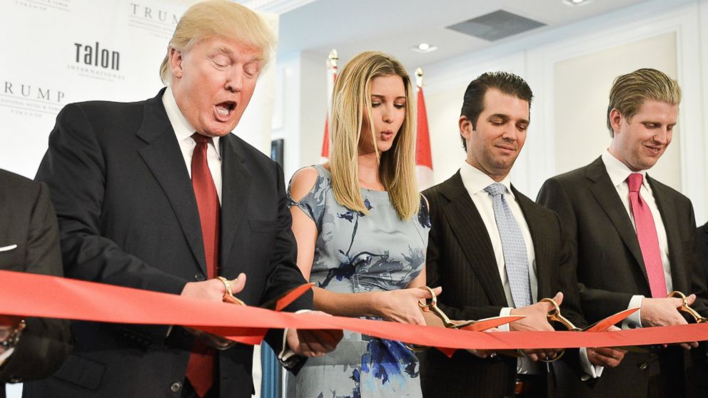 PHOTO: Donald Trump, Ivanka Trump, Donald Trump Jr. and Eric Trump attend the Grand Opening Ribbon Cutting Ceremony at the Trump International Hotel and Tower Toronto, April 16, 2012 in Toronto.