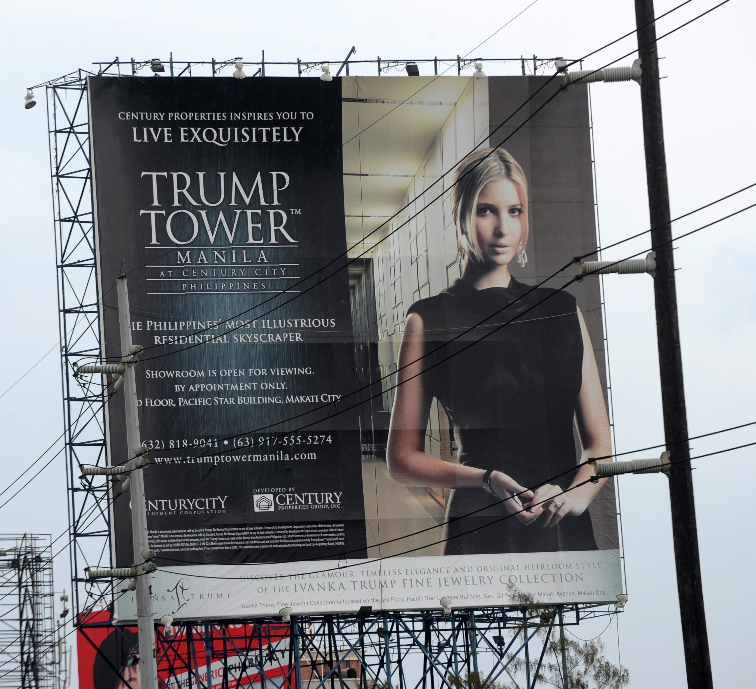 PHOTO: This photo taken on July 14, 2012 shows a Trump Tower poster displayed on a roadside billboard in Manila, Philippines. 